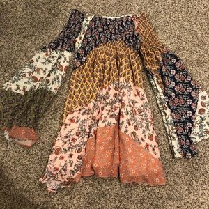 Multi color dress with flared arms